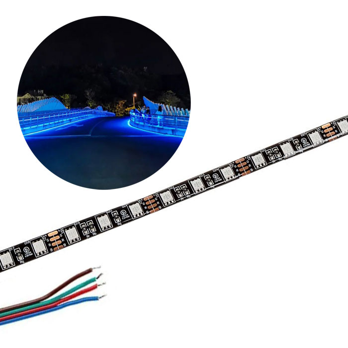 5m RGB LED Black PCB Strip Light - DynamicColor Series Tape Light - Dimmable - 12V - IP64